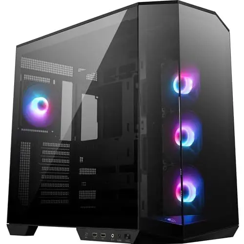 Produktbild: MSI MAG PANO 100R PZ ATX PC-Gehäuse - ATX-Kapazität & Back-Connect Mainboard Unterstützung, Vertikale GPU-Halterung, GPU-Halterung, Staubfilter, Doppelkammer, USB 20Gbps Typ-C