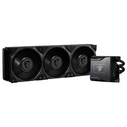 Produktbild: MSI MEG CORELIQUID S360 AIO CPU-Wasserkühlung, 2.4 Zoll IPS Display, 7th Gen Asetek Pumpe, VRM Lüfter, 3x Silent Gale P12 , verdampfungssichere Schläuche, MSI Center, AMD & Intel Kompatibel