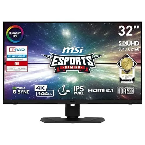 Produktbild: MSI MPG321URDE-QD 32 Zoll 4K Quantum Dot Gaming Monitor, UHD (3840x2160), 144 Hz, 1 ms, IPS Panel, HDR600, schwarz