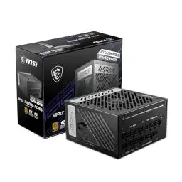 Produktbild: MSI MPG A1000G PCIE5 Netzteil EU Stecker, 1000W, 80 Plus Gold zertifiziert, vollmodulares ATX 3.0, unterstützt PCIe 5.0 GPU, japanische 105°C Kondensatoren, 0% RPM Modus, Flachkabel