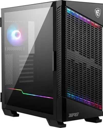 Produktbild: MSI MPG VELOX 100P AIRFLOW Mid-Tower PC-Gehäuse, geeignet für E-ATX-Mainboard, Seitenpanel aus gehärtetem Glas, optimiert für Airflow, Mystic Light, unterstützt 2x 360mm-Kühler, seitliche Lufteinlässe