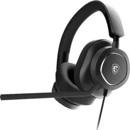 Produktbild: MSI Maestro 300 Gaming-Headset – 40-mm-Neodym-Treiber, unidirektionales (Nieren-) Mikrofon, Ohrpolster aus hochdichtem Schaumstoff, leichtes und drehbares Design, USB-C, USB-C-zu-A-Adapter