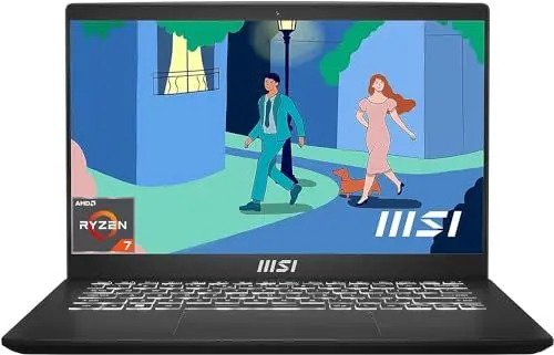 Produktbild: MSI Modern 14 Creator Laptop, 35,7 cm (14,0 Zoll) Full-HD, AMD Ryzen 7 7730U Prozessor, 16 GB DDR4-3200 RAM, 512 GB SSD, AMD Radeon Graphics, Windows 11 Home, 14 C7M-091, QWERTZ Tastatur