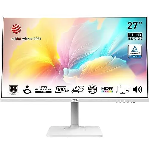 Produktbild: MSI Modern MD272XPWDE 27 Zoll (69 cm) Business Monitor, FHD (1920x1080), 100 Hz, IPS Panel, USB-C, HDMI, Displayport, Weiß