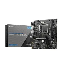 Produktbild: MSI PRO B660M-G DDR4 Mainboard Micro-ATX - unterstützt Intel Core Prozessoren 12. Generation, LGA 1700 - DDR4 Memory Boost 4600+MHz/OC, PCIe 4.0 x16 Slot, 2 x M.2 Gen4 Slots, 2.5G LAN