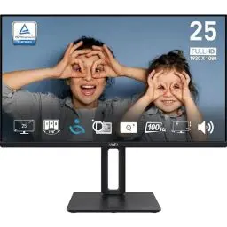Produktbild: MSI PRO MP251P 24,5 Zoll Full HD Business Monitor - 1920 x 1080 IPS-Panel, 100 Hz, augenfreundlicher Bildschirm, integrierte Lautsprecher, 4-Fach verstellbar - HDMI 1.4b, D-Sub (VGA)