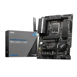 Produktbild: MSI PRO Z690-A WIFI Mainboard ATX, unterstützt Intel Prozessoren 12. Generation, LGA 1700, 14 Duet Rail 55A VRM, DDR5 Memory Boost 6400MHz/OC, 1 x PCIe 5.0 x16, 3 x M.2 Gen4 x4, 2.5G LAN, Wi-Fi 6E