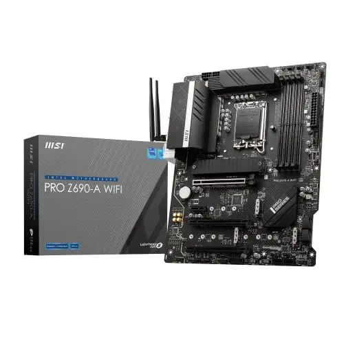 Produktbild: MSI PRO Z690-A WIFI Mainboard ATX, unterstützt Intel Prozessoren 12. Generation, LGA 1700, 14 Duet Rail 55A VRM, DDR5 Memory Boost 6400MHz/OC, 1 x PCIe 5.0 x16, 3 x M.2 Gen4 x4, 2.5G LAN, Wi-Fi 6E