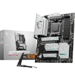 Produktbild: MSI X670E Gaming Plus WiFi Mainboard, ATX - Unterstützt AMD Ryzen 7000 Prozessoren, AM5-14 Duet Rail 80A SPS, DDR5 7800 MHz/OC, PCIe 5.0 x16, M.2 Gen5, 2.5G LAN, Wi-Fi 6E