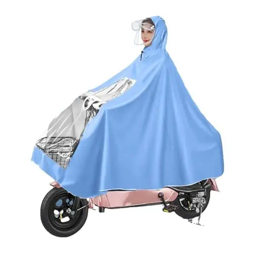 Produktbild: Msiud Elektrischer Motorrad Regenumhang, Rollstuhlfahrer Wasserdichtes Regen Cape Coat Regenjacke Regencape Universal Elektromobil Poncho Mit Kapuze Regenschutz Elektrofahrräder