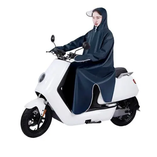 Produktbild: Msiud Regenponcho mit Kapuze, Regen Poncho Wiederverwendbar Regenkleidung Unisex Wander Regencape Cycling Frauen Regenmantel Regenschutz für Elektromobil Mobilität Outdoor Camping (Navy)