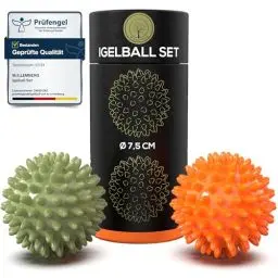 Produktbild: M.S.Lemberg® Igelball Massage Set - Massageball für Reflexzonen, Anti-Stress, Entspannung Geschenk - Noppenball Fußmassage Rücken Nacken Hand Fuß - Ball mit Noppen klein - hart & mittel-weich