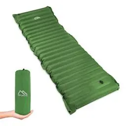 Produktbild: MSPORTS Camping Isomatte Premium, Schlafmatte Ultraleichte Isomatte für Outdoor mit Fußpresse Pumpe Feuchtigkeitsbeständig für Wandern Backpacking Camping Strand (Olivgrün)