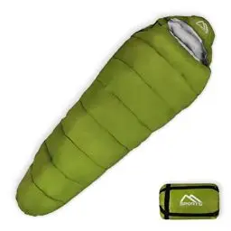 Produktbild: MSPORTS Schlafsack Premium Outdoor inkl. Tragegurt - Olivgrün, 200 GSM - Frühling/Sommer Camping, Reise, Festival – Warm Mumienschlafsack