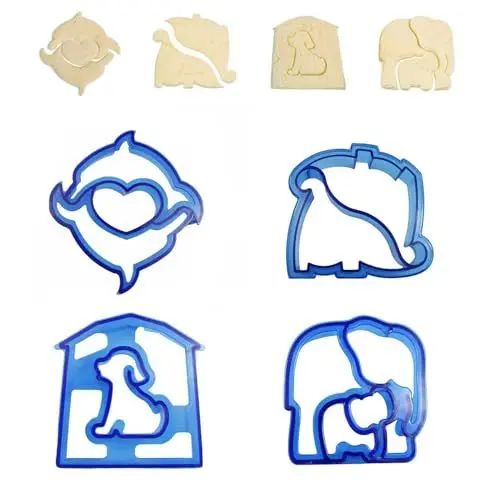 Produktbild: MsTeco 4Stk Brot Ausstecher für Kinder Sandwich Ausstechformen Brot Toast Cutter Dino Ausstecher DIY Sandwich Form Keks Ausstecher Cutter, in 4 Niedlichen Formen, für Brot, Sandwich, Kekse, Obst