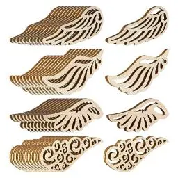 Produktbild: MsTeco 80 Stück DIY Holzflügel Aushöhlen, Hohle Engelsflügel, Bokeh-Dekoration aus Holz, Holzhandwerk, für DIY Basteln Handwerk Weihnachten Hochzeit Geburtztag Deko - 4 Stile