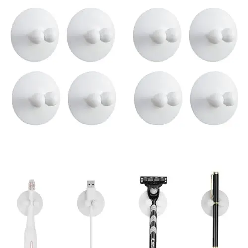 Produktbild: MsTeco 8 Stück Toothbrush Holder,ZahnbüRstenhalter Saugnapf,Elektrische ZahnbüRste Halterung,Rasierer Halter,Kein Stanzen Geeignet für ZahnbüRste Handtuch Rasierer Badekugel (Weiß)