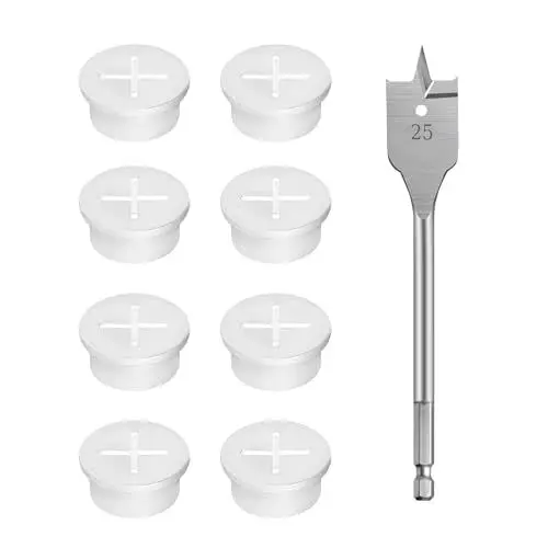 Produktbild: MsTeco Tisch Kabeldurchführung, 8 Stück Flexibles Silikon Kabeldurchführung 25mm Kabeldurchlass Schreibtisch Kabeldurchführung Weiß mit 1 Bohrer für Schreibtisch, Computertisch, Arbeitsplatten