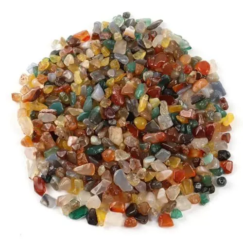 Produktbild: MsTeco Trommelsteine Klein Bunt Glassteine Blumentopf Deko Steine 4-6mm Unregelmäßige Edelstein Perlen Dekosteine für Aquarium, Fisch Schildkröte Tank, Vasen Füller, Garten