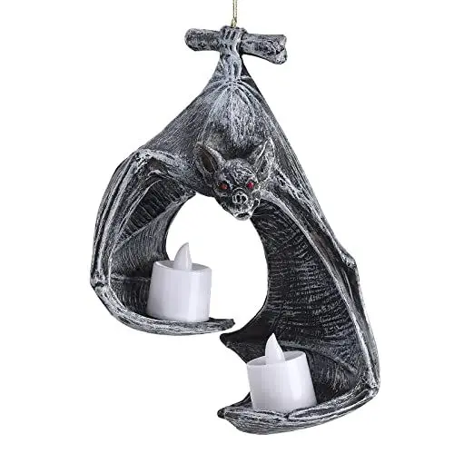 Produktbild: MSUIINT Fledermaus-Wandkerzenhalter, Rustikaler Harz-Fledermaus-Wand-Teelichthalter, Gotische Wandleuchter-Figur, Halloween-Kerzenständer-Hängedekoration für Zuhause, Garten, Party(Schwarz)