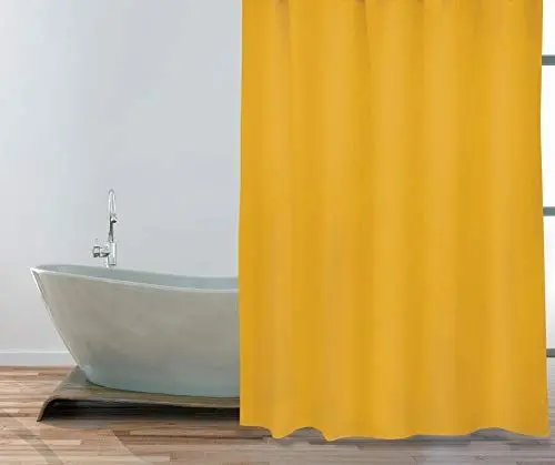 Produktbild: MSV Anti-Schimmel Duschvorhang - Anti-Bakteriell, waschbar, wasserdicht, Polyester, 180x200cm Safran Gelb