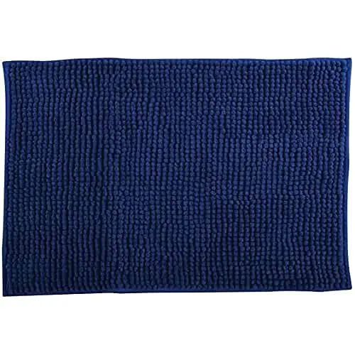 Produktbild: MSV Badteppich Badvorleger Duschvorleger Chenille Hochflor Badematte 60x90 cm – Blau