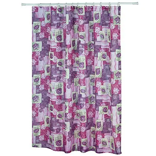 Produktbild: MSV Duschvorhang 180x200cm Blumenmotiv aus Polyester in rosa/lila, 200x18x1 cm