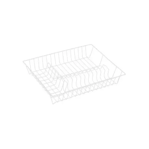 Produktbild: MSV Geschirrabtropfkorb - Abtropfgitter aus Draht - Geschirrständer mit Kunststoffüberzug weiß- Geschirrkorb 43 x 34 x 7,5 cm - Abtropfgestell für Teller und Besteck - Küchenhelfer
