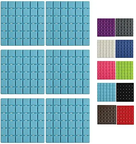 Produktbild: MSV Premium Duschmatte Badematte Badewanneneinlage Anti Rutsch Pads-6 Stück-antibakteriell rutschfest mit Saugnäpfen-Hellblau-ca. 13 x 13 cm-duftet nach Rosen-waschbar bei 60° Grad, Blue, 13x13cm