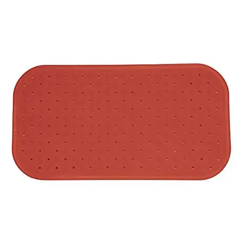 Produktbild: MSV Premium Duschmatte Badematte Badewannenmatte Badewanneneinlage antibakteriell rutschfest mit Saugnäpfen - Terracotta Rot - duftet nach Rosen - ca. 36 x 76 cm - waschbar bei 60° Grad