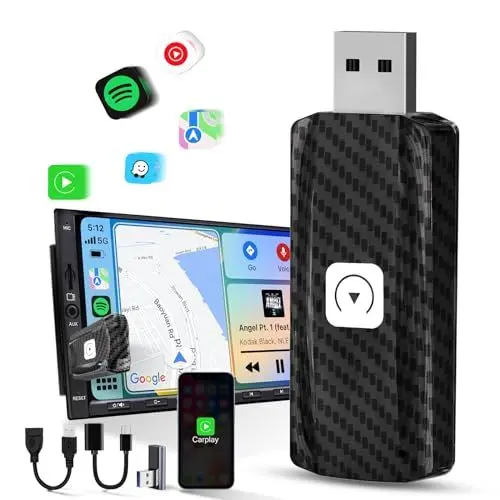 Produktbild: MSXTTLY Carplay Wireless Adapter, konvertiert Wired Carplay in kabelloses USB C/A, Mini & Stabil U2C-AIR 2.0 Schwarz