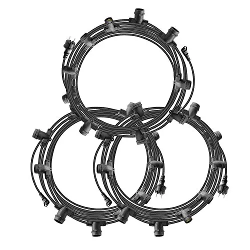 Produktbild: Mu 30M Lichterkette Außen, Outdoor Erweiterbar Auf 1000W, (3 * 10) Lampenhalter E27 Wetterfest Ip65, lichterkette außen strom Deko für Gartenparty Hochzeit Garten Hochzeit|3 * 10M, Schwarz