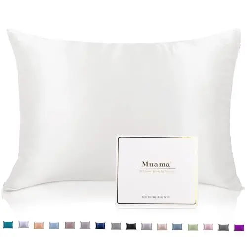 Produktbild: Muama Seidenkissenbezug 40x80cm für Haar und Haut mit verstecktem Reißverschluss, Kissenbezüge aus Seide Kissenbezug Kopfkissenbezug Silk Pillowcase, 1 Stück (Elfenbein)