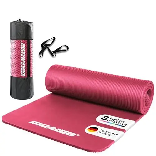 Produktbild: Muawo Premium Sportmatte und Fitnessmatte, perfekt als Yogamatte, Gymnastikmatte, Trainingsmatte | rutschfest | extra-dick & extra-lang | 190 cm Länge x 100 cm Breite x 1,5 cm Dicke (Rosa)
