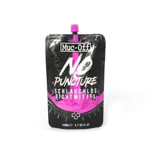 Produktbild: Muc Off No Puncture Hassle Tubeless Sealant Reifendichtmittel, 140 ml - Hochwertiges Reifendichtmittel für Schlauchlose Fahrradreifen mit UV-Tracer-Farbstoff, Dichtet Risse und Löcher Bis Zu 6 mm ab