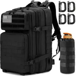Produktbild: MUCHER 45L Militär Taktische Rucksack Herren mit Flaschenhalter und 4 Haken Große Wanderrucksack Molle Armee Assault Rucksack für Wandern Jagd, Trekking und Camping und Outdoor Aktivitäten (Schwarz)