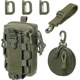 Produktbild: MUCHER Molle Tasche Taktisch Umhängetasche Molle Flaschen Halter Haltbares Multifunktional Gürtel Taschen mit Schultergurt und 3 Haken für Outdoor Wandern Jagdcamping Training (Armeegrün)