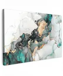 Produktbild: MuchoWow© Bilder Groß 120x80 cm XXL Wohnzimmer Deko Modern Wandbild Foto auf Leinwand Bild Schlafzimmer Room Decor Geschenke Gemälde Wandbilder Blau - Marmor - Gold