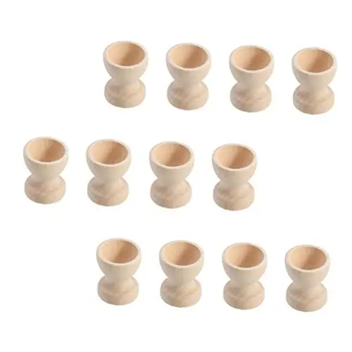 Produktbild: MUCKLILY 12st Handbemalte Eierschale Unvollendeter Eierständer Aus Ostern Basteln Selber Zeichnen Eierbecher-Spielzeug Aus Ornament-tablett Eierschale Aus Holz Kunsthandwerk Hölzern Kind