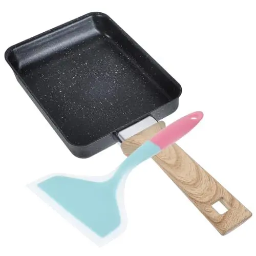 Produktbild: MUCKLILY 1 Satz Tamago-Topf japanische Eierpfanne Silikonspatel Bratpfanne Steakpfanne für die Bratversorgung Antihaft handhaben Küchentopf Zubehör Spachtel aus Silikon Kieselgel