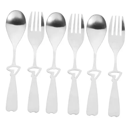 Produktbild: MUCKLILY 1 Satz liebe löffel Partykuchenlöffel kleine Löffel partygeschirr set partybesteckset geschirrtuch wiederverwendbare Salatgabel Partyzubehör Rostfreier Stahl