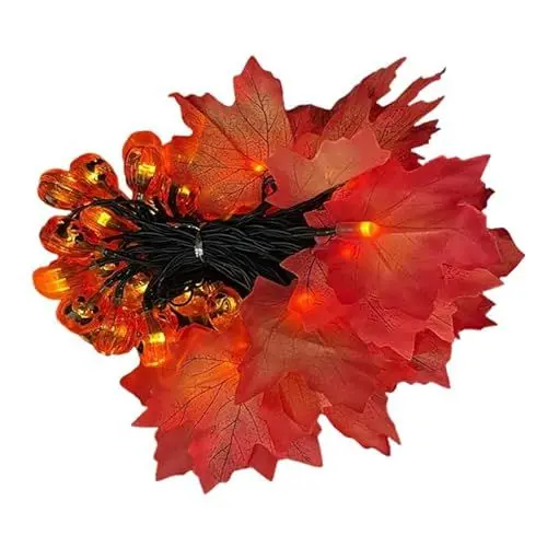 Produktbild: MUCKLILY 1 Stück Solarbetriebene Kürbis Lichterkette mit LED für Halloween Garten Dekoration Luminous Outdoor String Light für Festliche Anlässe für Innen und Außenbereiche