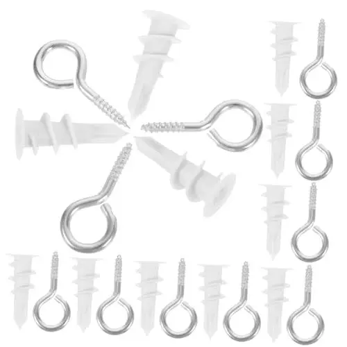 Produktbild: MUCKLILY 20 Satz Selbstbohrende Trockenbauanker Gipskartonplatten Mit Ösenhakenschrauben Hochleistungs Wandanker Schraubenset 15x32mm Für Sichere Befestigung in Haus Und Büro