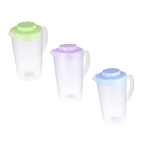 Produktbild: MUCKLILY 3er-set Wasserkaraffen Aus Kunststoff Deckel Getränkekrüge Für Saft Großes Fassungsvermögen Lebensmittelechtes Pp Ergonomischer Griff Grün