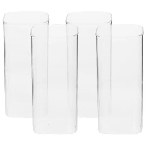 Produktbild: 4-teiliges Vintage-glasgeschirr-set Große Trinkgläser Quadratische Tassen Für Heißen Kaffee 400 Ml