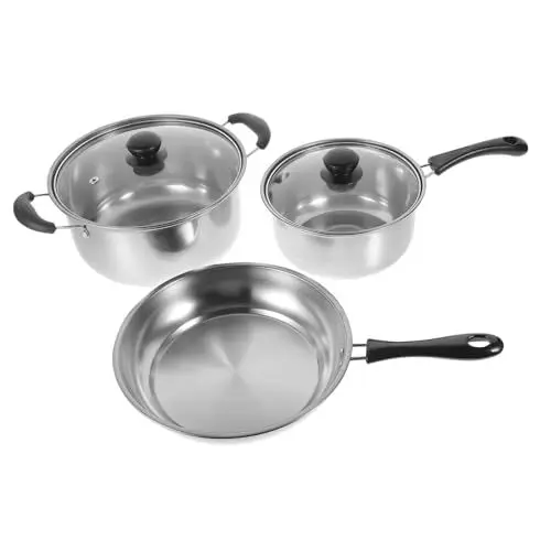 Produktbild: MUCKLILY Edelstahlpfanne 1 Satz Topfset aus Edelstahl Pfannentopf-Set Kochtopf-Set mit Antihaftbeschichtung Kochgeschirr Suppentopf aus Edelstahl Kochtopf für den Haushalt Südostasien wok