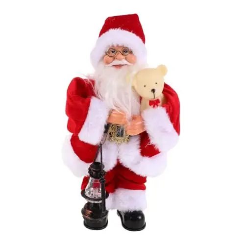 Produktbild: MUCKLILY Elektrischer Weihnachtsmann mit Tanzendem Bauch Musikalisches Weihnachts für Dekorative Xmas Santa Figur Festliche Weihnachtsdekoration für Kleine Räume