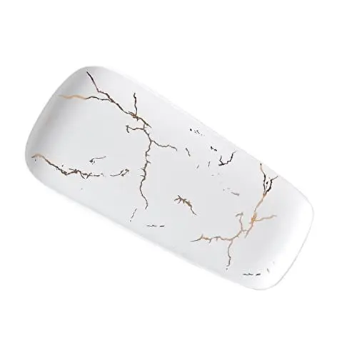 Produktbild: MUCKLILY Kuchenstand Für Miniposter Desserttablett Ringablage Für Schmuck Keramik-schmucktablett Schmuckplatte Schmuck Tablett Mini-kuchen Besteckschublade Phnom Penh Marmorierung Weiß