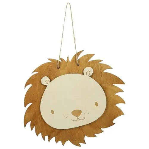 Produktbild: MUCKLILY Nordic Stil Cartoon Löwe Wanddekoration Holz Löwenkopf Wandkunst Für Kinderzimmer Schlafzimmer Wohnzimmer Niedlicher Wandhänger Für Kreative Raumgestaltung