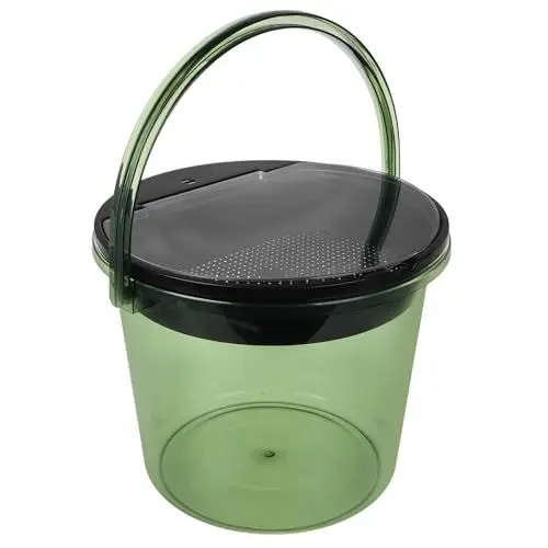 Produktbild: MUCKLILY Portable Teedregs Entwässerungsbehälter Mit Deckel Handlicher Kompostbehälter Für Küche Kleiner Mülleimer Für Teereste Leichtes Grün Für Büro Und Zuhause